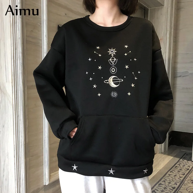  Winter cute velvet Warm Graphic Hip Hop Hoodies Female harajuku fleece oversized Hoodie Funny Plane