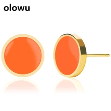 Серьги из нержавеющей стали Monaco оранжевый цвет простая Геометрическая круглая форма классические мужские женские серьги-клипсы Подарочные