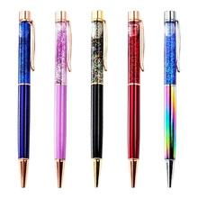 

1Pc Bling Luxury Quicksand Ballpoint Flow Oil Crystal Foil Copper Colorful Gold Powder Dynamic Liquid Sand Pen Office Supplies