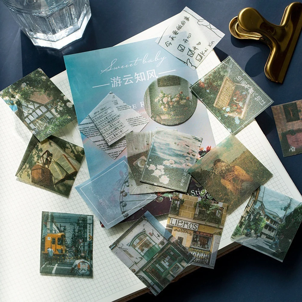 

100 Pcs/pack Rose Butterfly Adhesive Decorative Stickers Washi Paper DIY Craft Label for Scrapbook Album Diary Stickers