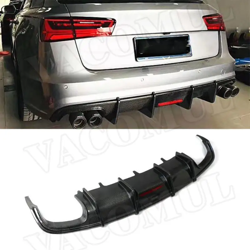 

Carbon Fiber Rear Diffuser Lip Spoiler For Audi A6 S6 C7.5 Sline 2016-2018 (not for A6 Standard ) K style Car Bumper Guard