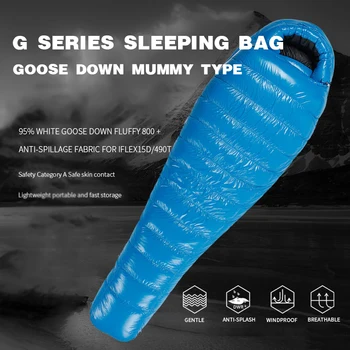 

Outdoor Down Mummy Sleeping Bags with Box Baffles Warm Ultralight Winter Hiking Camping Travel Gear Portable Lazy Bag