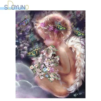 

SDOYUNO DIY Paint By Numbers Kits Angel Girl 60X75cm Oil Painting By Numbers On Canvas Frameless Coloring By Numbers Wall Art