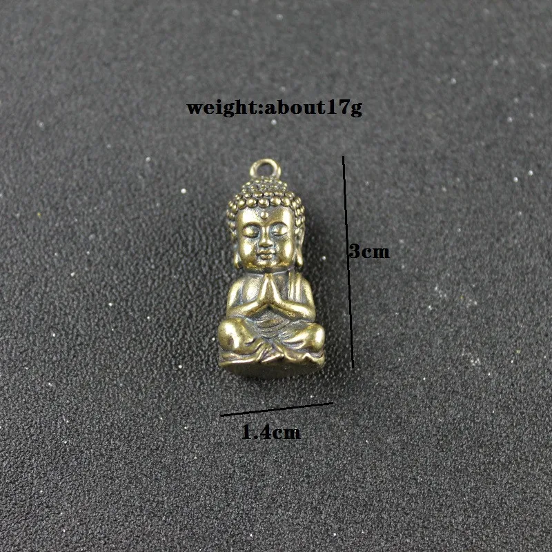 Copper Little Baby Buddha Statue Miniature Figurine Home Decoration Car Keychains Brass Teahouse Girl Children's Backpack Gifts Baby Buddha Keychains