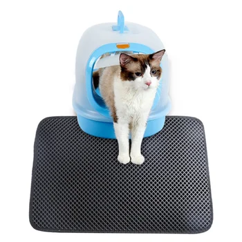 

Pet Cat Litter Mat EVA Double Layer Anti Splash Cat Litter Mat Bedding Doormat Easy To Clean Scatter Control,45x30cm