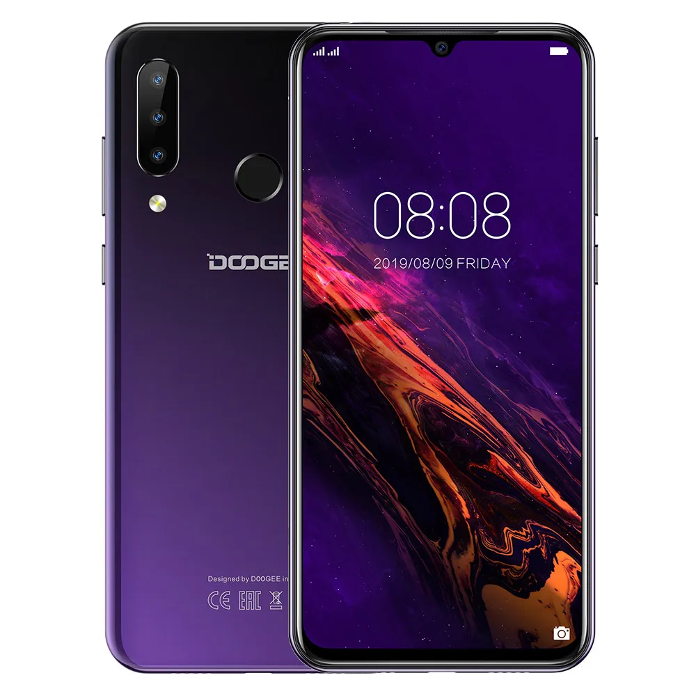 DOOGEE N20 4G мобильный телефон 4 ГБ ОЗУ 64 Гб ПЗУ 6,3 дюймов FHD+ 428ppi ips экран 16+ 8+ 8 Мп задняя Тройная камера 4350 мАч Android 9,0 пирог - Цвет: Purple