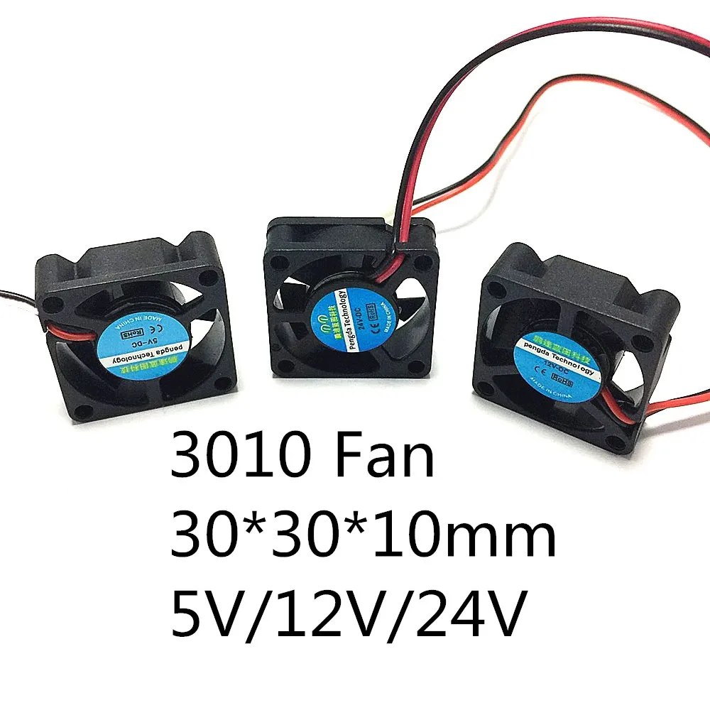 3D printer Store 3010 Fan 30*30*10mm 5v 12V 24v 2Pin DC Cooler Small Cooling Fan For 3D Printer