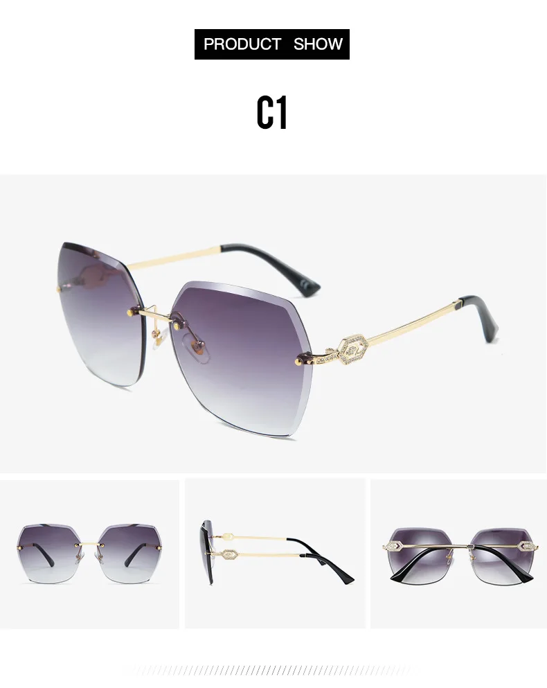 Квадратные Солнцезащитные очки женские винтажные градиентные линзы мужские женские брендовые без оправы градиентный объектив роскошные солнцезащитные очки с коробкой FML
