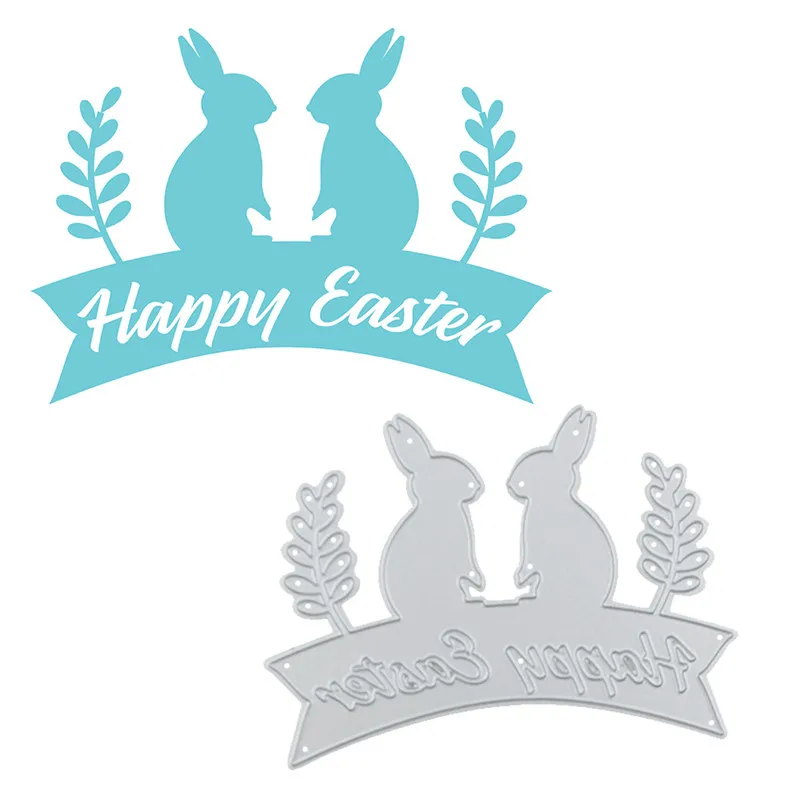 GJCrafts Happy Easter Dies Bunny Metal Cutting Dies New for Card Making Scrapbooking Embossing Album Craft Frame Die Cuts