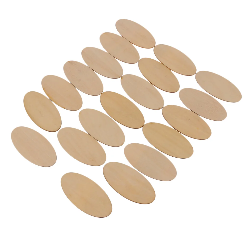 40pcs 1.5 mm Thick Ellipse Unfinished Wood Cutout Oval Chips for Arts and Crafts Projects, Board Game Pieces for Crafting