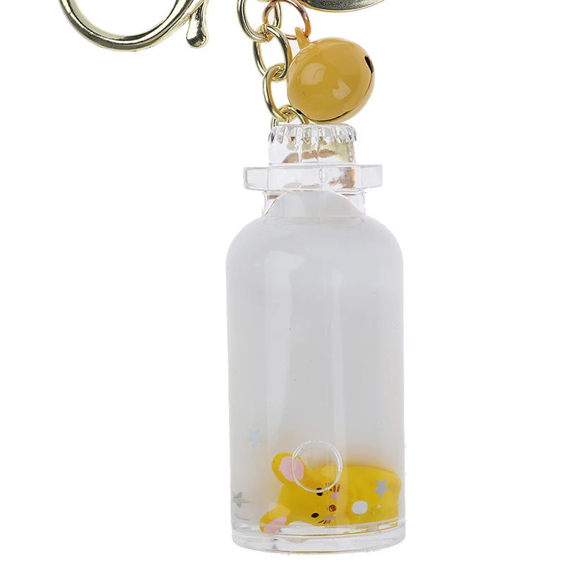 Moving Quicksand Keychain Cute Floating Mouse Key Chain Rat Keychains Creative Bag Jewelry Key Ring Car Pendant Keyring