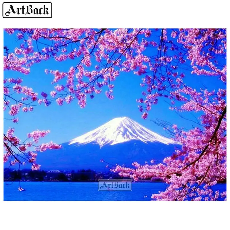 5d Diamond Painting Fuji Mountain Cherry Blossom Landscape Full Square