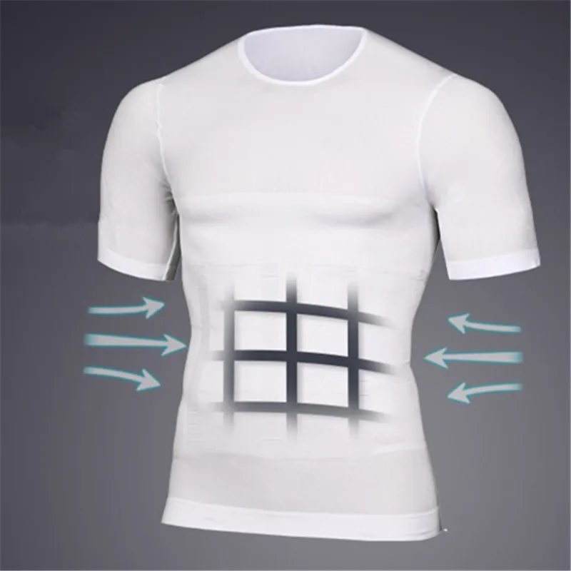 

Men's Compression Shaper Abdomen Slimming Belly Trimmer Underwear Waist Shapers Slim Tops Man Shapewear Tee Shirts