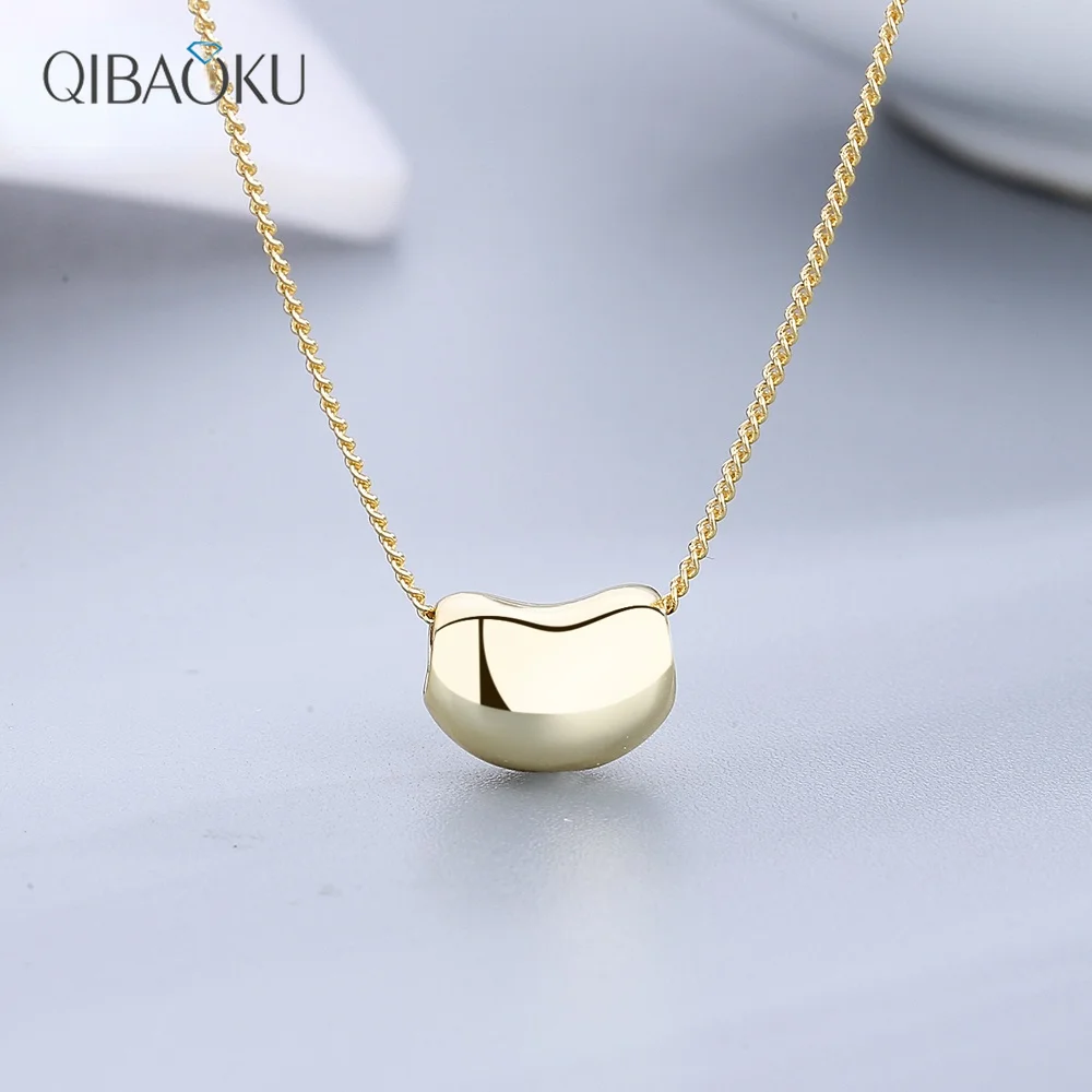 

925 Sterling Silver Simple Gold Beans Necklace for Women Luxury Wedding Engagement Party Gift Animal Chain Jewelry Wholesale