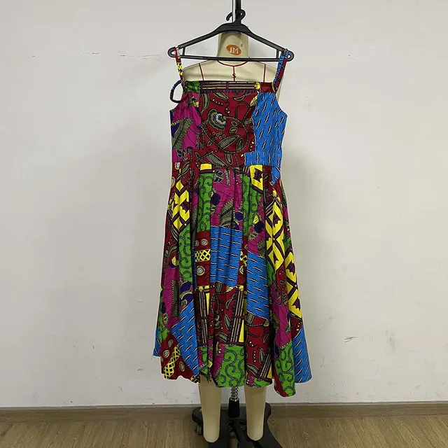 New African Women's Dress National Characteristics Batik Printed Polyester Half Skirt Short Dress Dress as picture