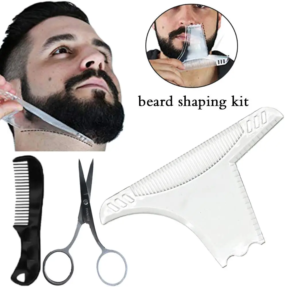 

Beard Comb Multiliner Beard Shaper Template Comb Kit Transparent - Works with any Beard Trimmers with Nose Scissor