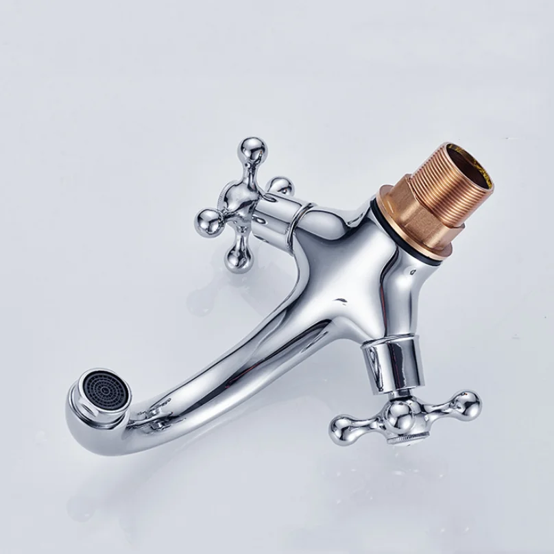Brass European Double Switch Double Control Basin Hot And Cold Water Mix Faucet Home Hotel Counter Basin Tap Washbasin Bibcock