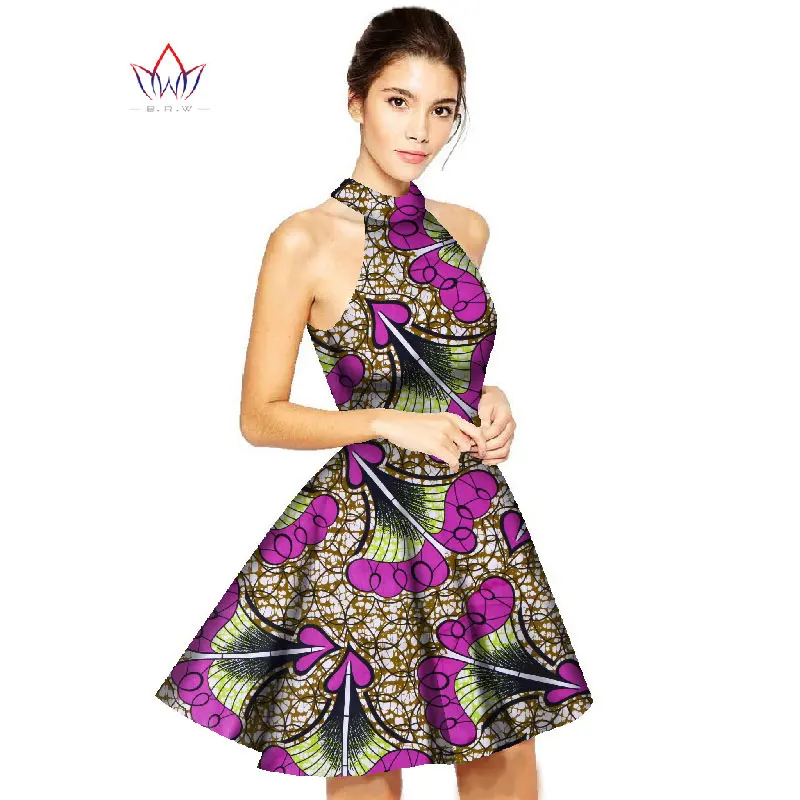 New Style Fashion Dress African Dresses for Women Halter Neck A-Line Custom Dashiki Dress Plus Size Women Clothing WY036