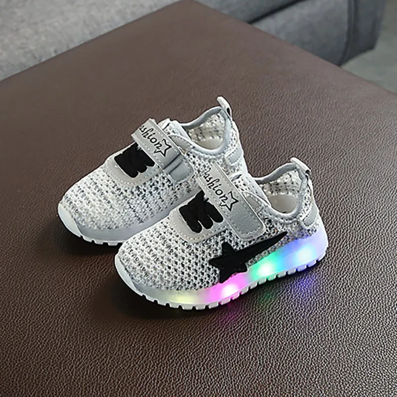 Christmas Baby Shoes1-5T Sport Children Breathable Anti-Slip LED Light Shoes Kids Soft Soled First Walkers #m