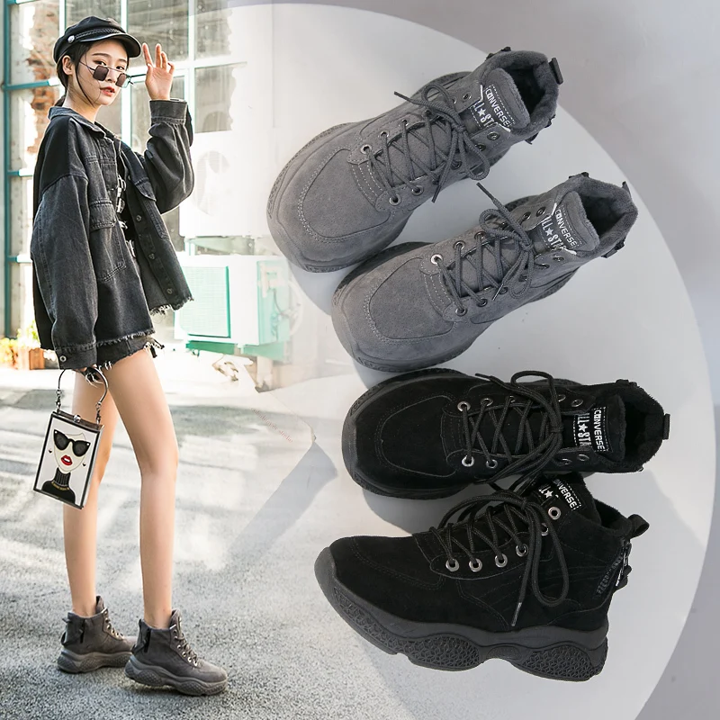 

2020 Autumn and Winter New Plus Velvet Ladies Shoes Girls Boots Casual Boots Warm Women's Shoes Sports Shoes Wild Shoes