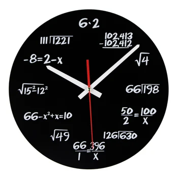

Coffee Bar Mute Running Hotel Math Equation DIY Home Decoration Simple Quartz Mechanism Living Room Round Wall Clock