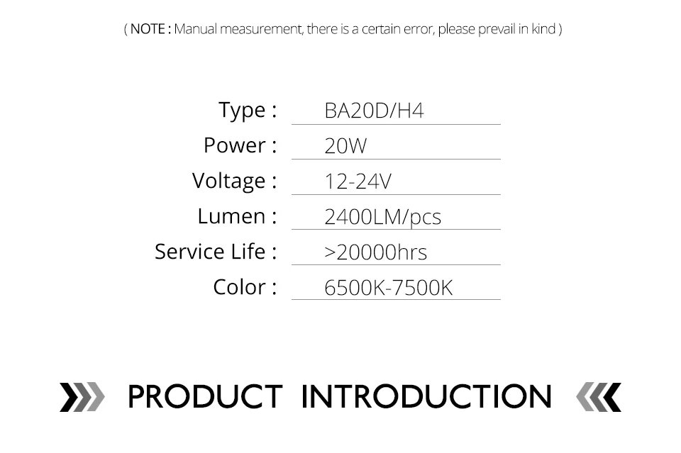 VooVoo BA20D H4 светодиодный мотоциклетный головной светильник 2400LM 6500K 20W HS1 фару светодиодный фары лампы светильник ing Электрический светодиодный автомобильный светильник