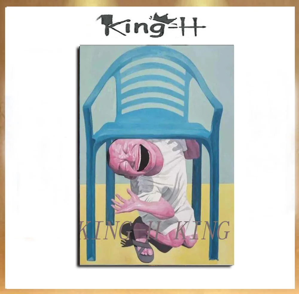 Character hand-painted big mouth interesting naughty boy pop art on canvas oil painting decorated hall the porch of the gate of