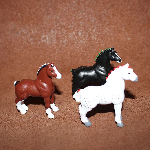 3pcs/set Miniature Decor Farm Animal Horse Model Hanoverian Appaloosa Lusitano Black White Steed Fairy Garden Action Figure Toys 2