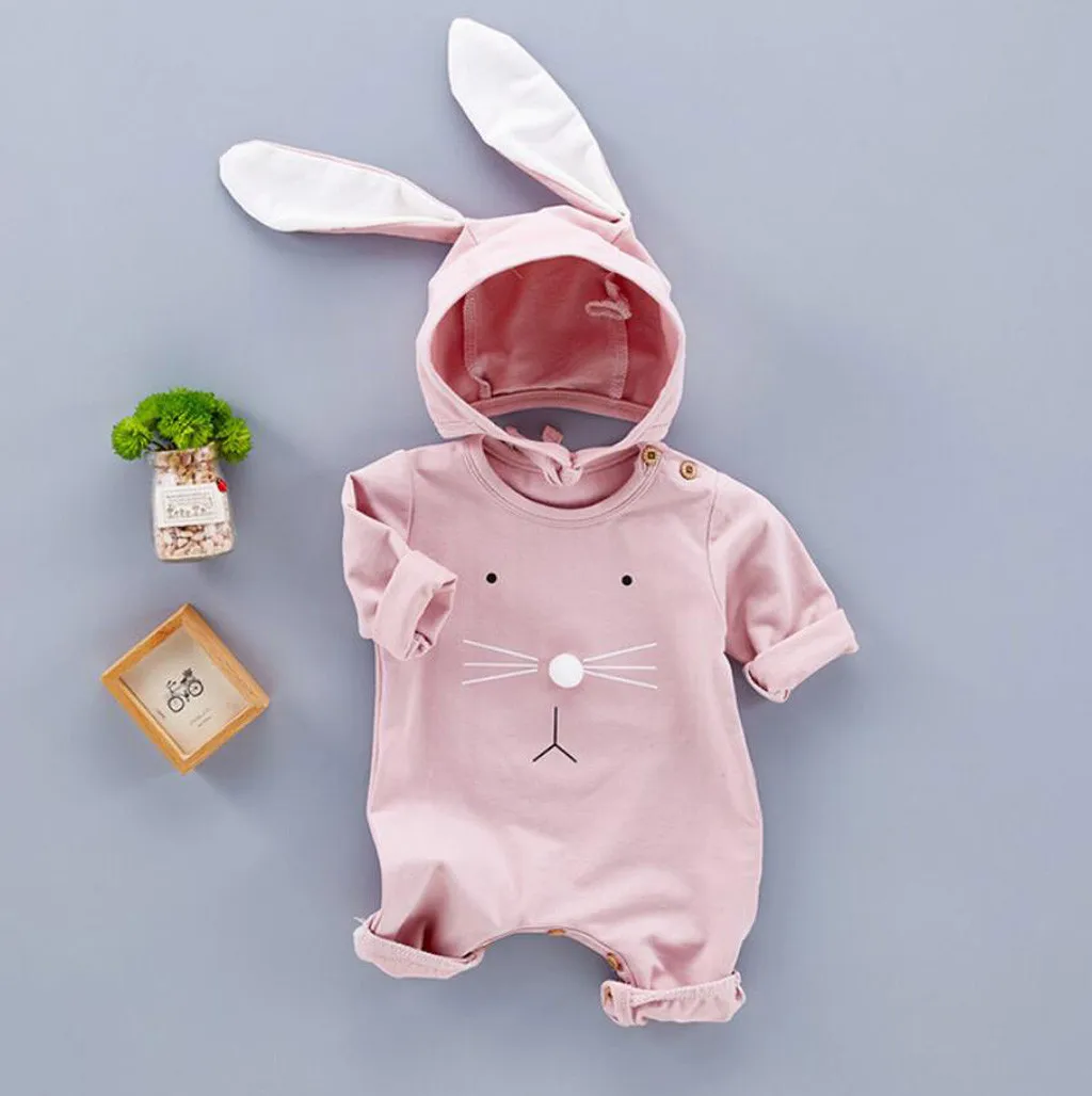 Одежда для новорожденных, комбинезон для маленьких мальчиков, зимняя одежда, костюм, комбинезон, комбинезон с длинными рукавами с рисунком кролика, 6-24 месяцев, Z4