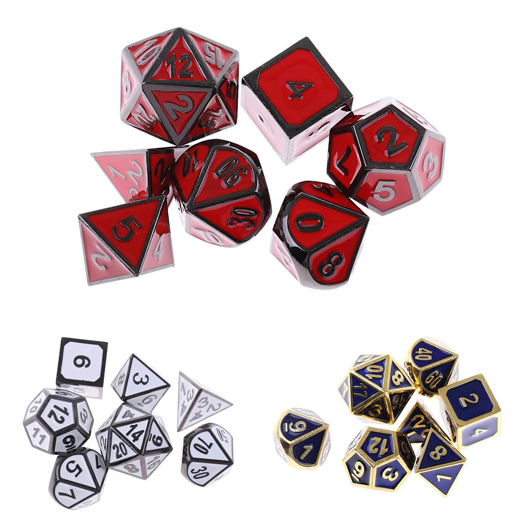 Кубики из Сплава Комплект D4 D6 D8 D10 D12 D20 многогранные для Настольная игра
