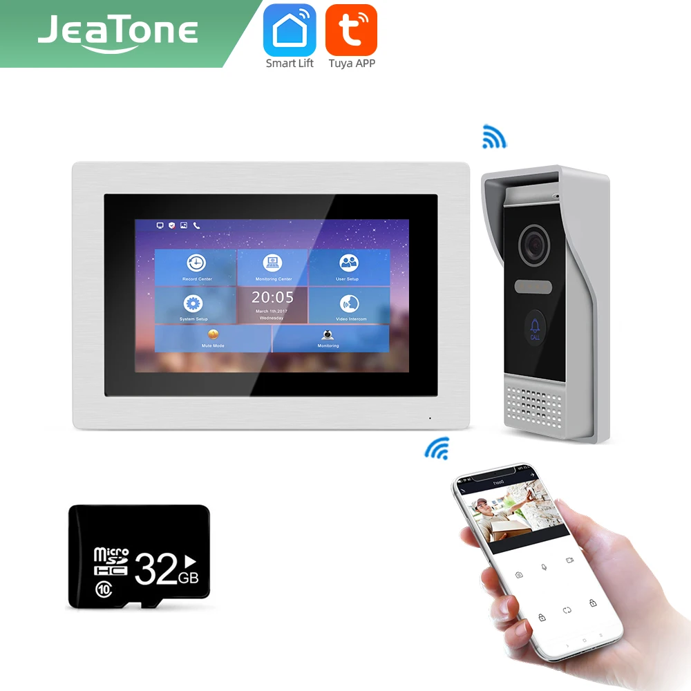 Jeatone Tuya умный 7 дюймовый Wi Fi IP внутренний монитор для виллы видеодомофон Домашняя