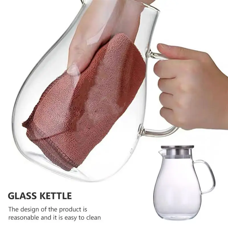 1.5/2L Big Transparent Borosilicate Glass Teapot Heat-Resistant Large Capacity Clear Tea Coffee Pot Flower Tea Set Puer Kettle