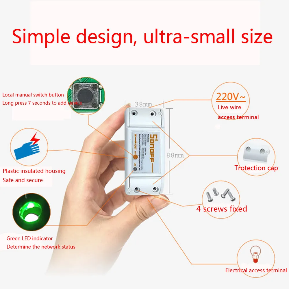 SONOFF базовый Умный дом Wifi беспроводной переключатель дистанционного управления релейный модуль автоматизации для смартфонов Apple Android 10A 220V#1202