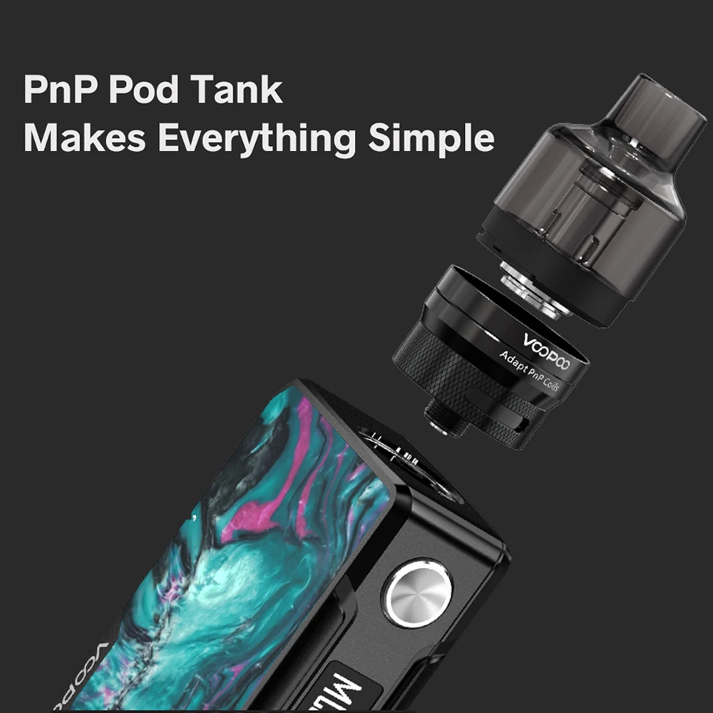 VOOPOO Drag 2 Refresh Edition Mod 177W Kit 4 5 мл PnP Pod Tank Box Черная смола/платина без аккумулятора 18650