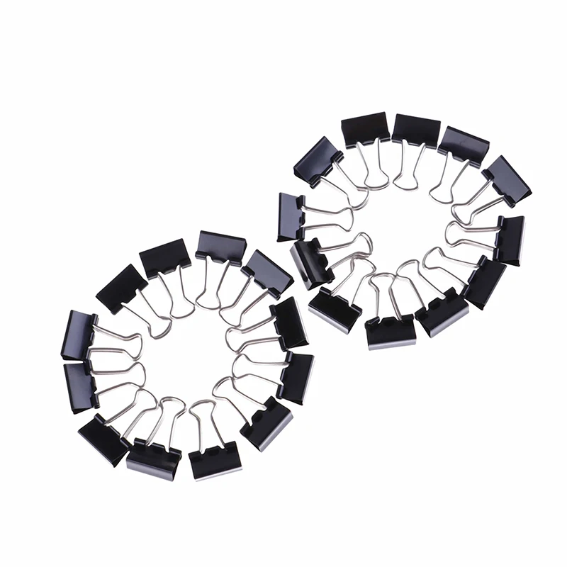 Paper Clip 12pcs 15mm Foldback Metal Binder Clips Black Grip Clamps Office School Stationery Paper Document Clips