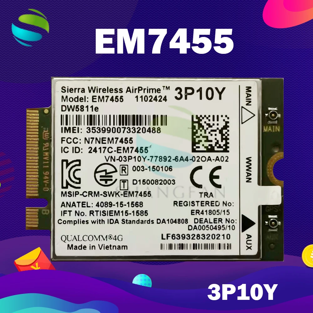 EM7455 DW5811E PN 3P10Y FDD/TDD LTE CAT6 4G módulo de tarjeta 4G para E7270 E7470 E7370 E5570 E5470