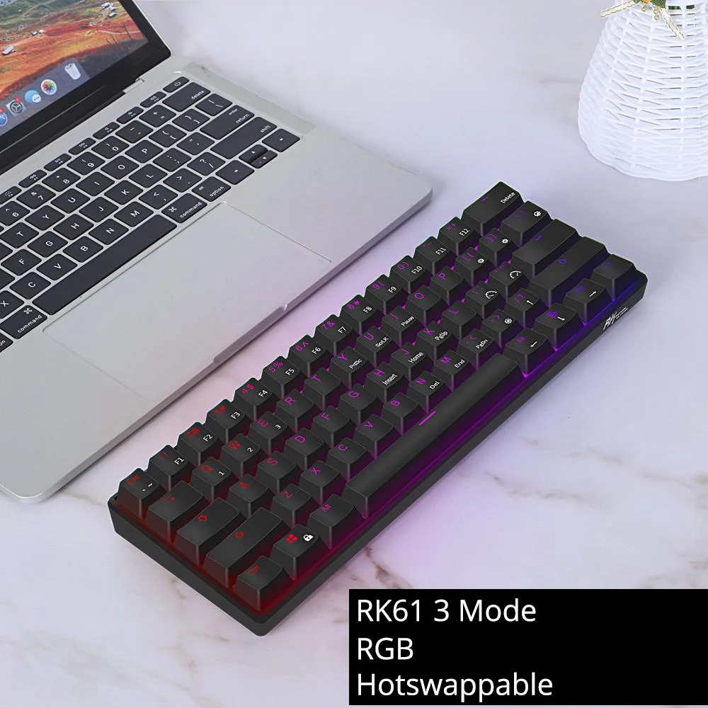 RK61 Tri-Mode Version Wireless Mechanical Keyboard 2.4G Bluetooth USB Wired Gaming Keyboard 61 Keys Hot Swappable RGB Backlight mini keyboard pc Keyboards