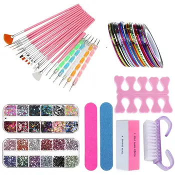 

Nail Manicure Set Nail Art Files Dust Brush Nail Brush Pen Kit Drawing Diamond Ornament Decoration Polishing Manicure Tools