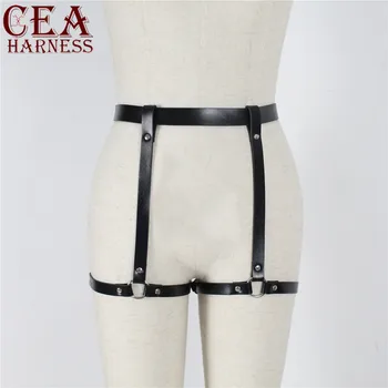 

CEA Harness Women Body Suspenders Leather Belt Lingerie Garter Belts Adjustable Leather Straps Sexy Waist Bondage Harness Belts