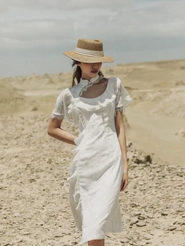 

IRINAMS009 2020SS NEW COLLECTION vintage ruffle jacquard chiffon dress