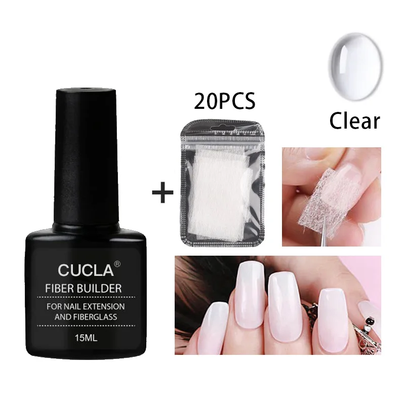 8 cores 15ml extensão do prego fibra de vidro construtor gel com 20 pçs fibra de vidro para a arte do prego uv luz gel diy conjunto ferramentas kit tslm1