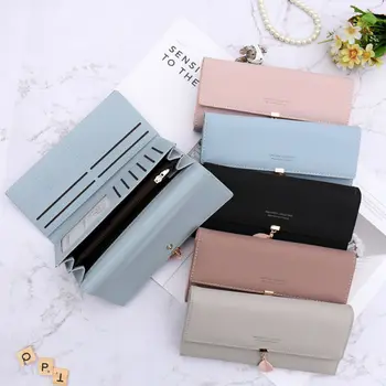 

2019 fashion long women high quality pu leather wallets women wallets and purses evening clutches women business card holders