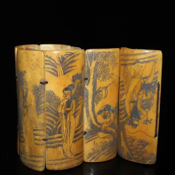 

Exquisite retro pure ox bone sculptor painted eight immortals board