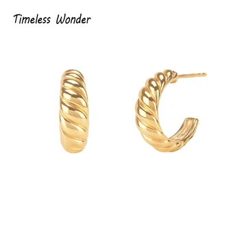 

Timeless Wonder Brass Geo Horn Twist Statement Stud Earrings Women Jewelry Gothic Boho Runway Hip Hop Punk Designer Ins Top 3163