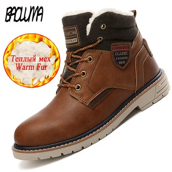 

Fashion Winter Men's Boots Warm Plush Men Snow Boots Winter Men Sneakers Fashion Lace-Up Ankle Boots Outdoor Zapatos De Hombre