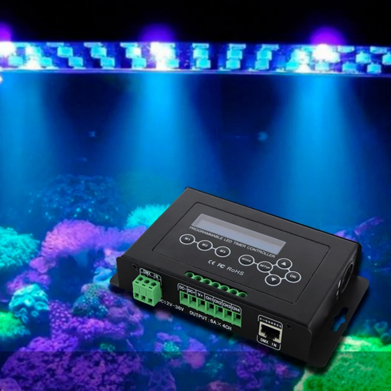 Bc-322-6A, Dc12V-36V, таймер, светодиодный диммер, контроллер аквариума, светодиодный светильник, контроллер Dmx 512, программируемый вход с ЖК-дисплеем