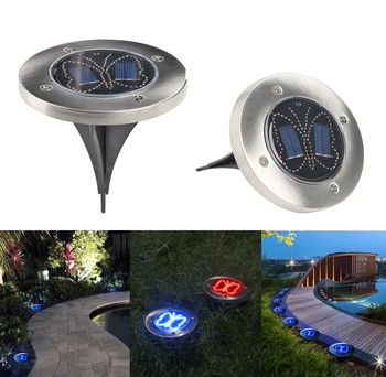 

Outdoor LED Solar Powered Round Butterfly Ground Light Pathway Floor Underground Garden Landscape Lighting Lamp for Yard Deck