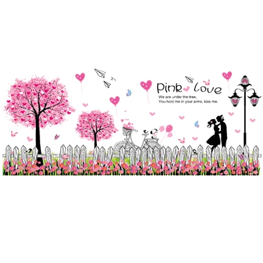 [SHIJUEHEZI] мультфильм девушка танцор наклейки на стену DIY Розовые фотообои с изображением деревьев наклейки для детской комнаты украшения для детской спальни Muursticker - Цвет: Pink Tree Sticker