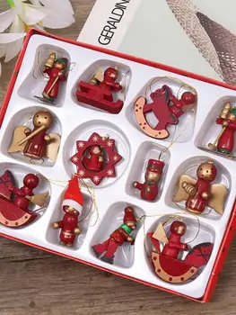 

New Year Christmas Tree Hanging Christmas Wooden Ornaments Miniature Ornaments For Home Mall Decor Wholesale