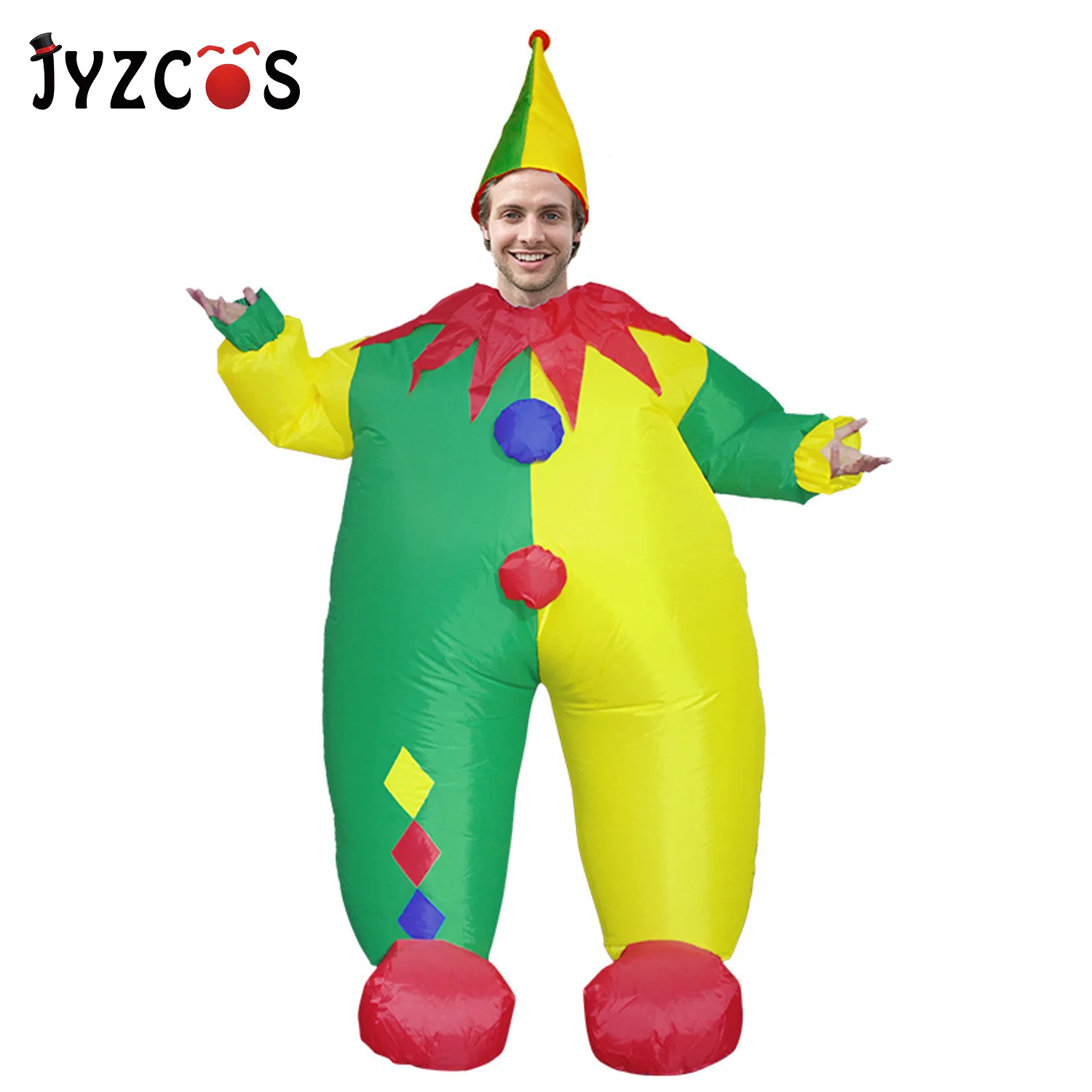 JYZCOS надувной костюм клоуна для взрослых забавная игра платье костюмированной